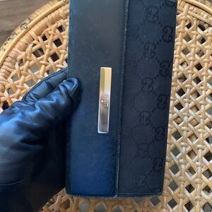 Gucci woman’s long wallet canvas monogram leather trim list0828